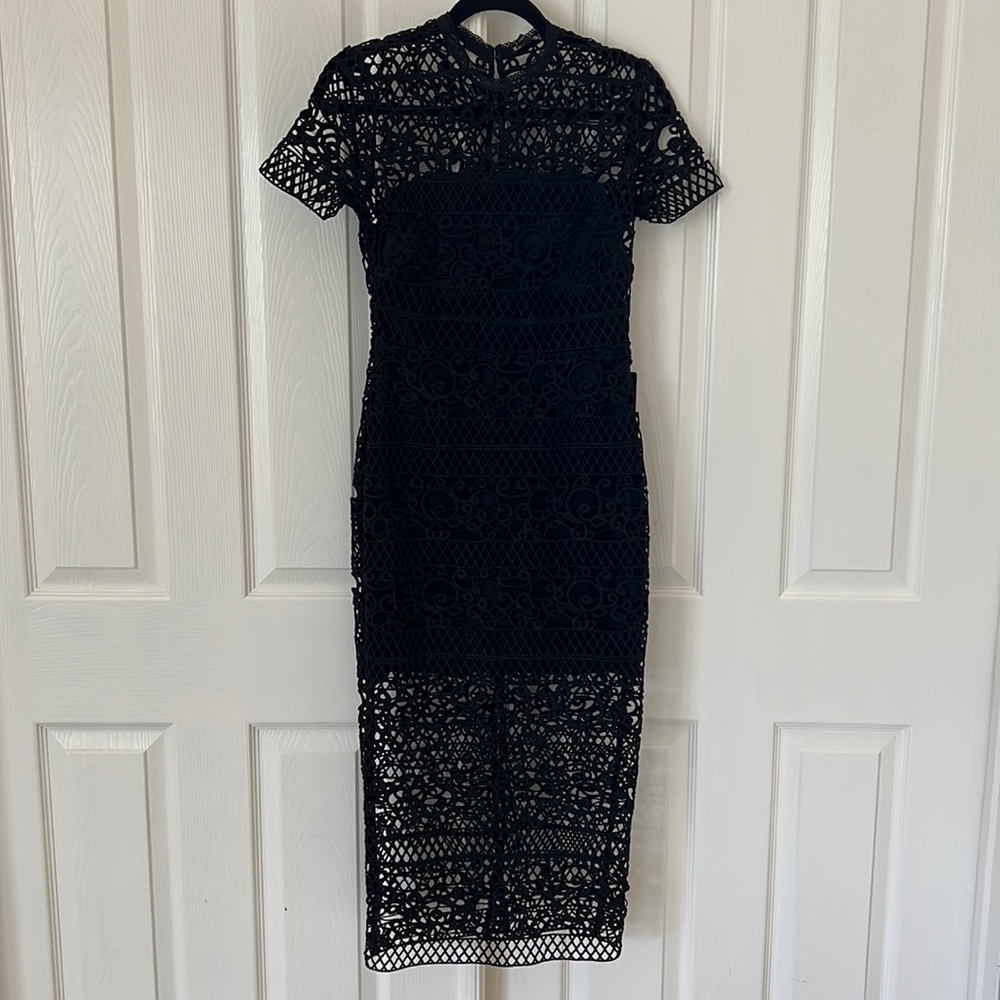 Black midi lace dress